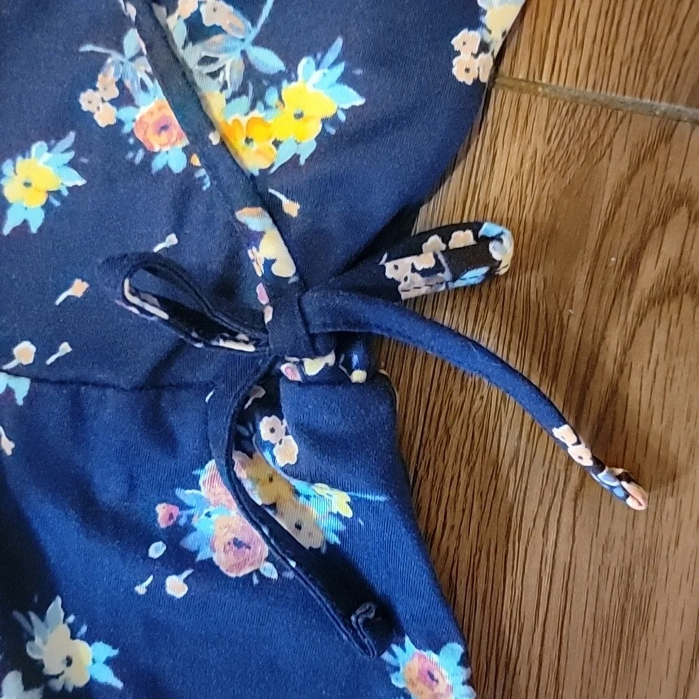 Pink & Violet Girl's Navy Floral Flutter Sleeve Dress - XL (14/16)